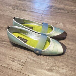 Designer Italian green flats